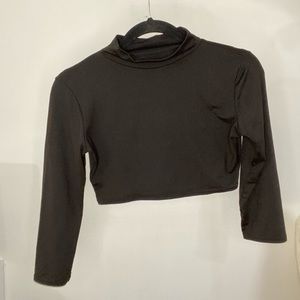 Black mock turtleneck crop top